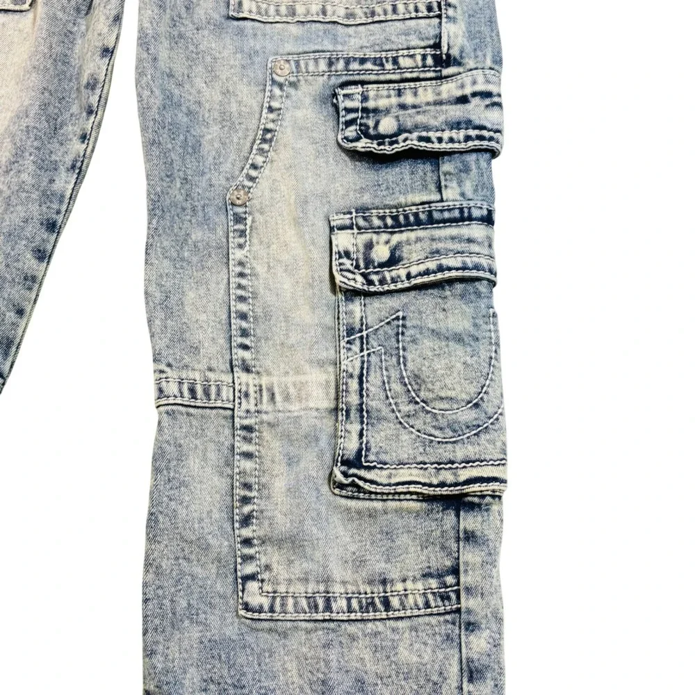 True Religion Ricki Relaxed Straight Carpenter Cargo Blue Denim Jeans 27 (4) - Picture 5 of 12